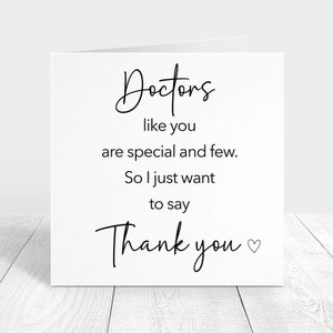 Les médecins comme vous sont spéciaux et peu nombreux, carte personnalisée, carte de remerciement pour médecin, carte-cadeau de remerciement pour les médecins, remerciement pour pédiatre