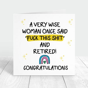 Carte de retraite heureuse et amusante, merde, félicitations pour votre retraite, carte-cadeau de départ à la retraite pour un collègue, carte de retraite pour le meilleur ami du travail