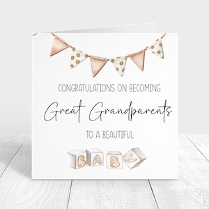Nouvelle carte de bébé, carte de félicitations d'arrière-grands-parents, nouvelle carte de bébé d'arrière-grand-parent personnalisée, cadeau carte neutre pour grand-mère