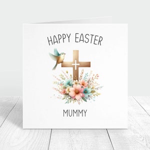 Carte de joyeuses pâques personnalisée pour maman, carte de voeux de pâques de fille ou de fils, carte de pâques croix religieuse chrétienne pour maman