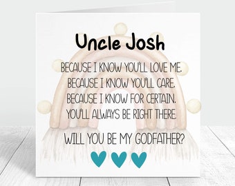 Godfather proposal custom greeting card, will you be my godfather card, guide parent personalised card, christening card from baby, keepsake