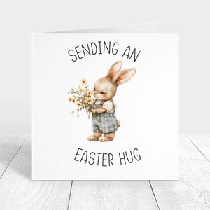 Carte de Pâques personnalisée, envoyer un câlin de Pâques en pensant à vous, jolie carte personnalisée de lapin de Pâques pour des amis, carte de voeux de joyeuses Pâques