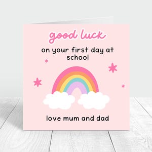 Carte personnalisée premier jour à l'école, bonne chance pour commencer la maternelle, le primaire et le secondaire. Carte-cadeau pour fille, petite-fille, nièce, soeur