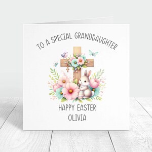 Carte de joyeuses Pâques personnalisée pour une petite-fille spéciale, carte personnalisée de Pâques chrétienne, cadeau des grands-parents, carte religieuse de Jésus