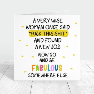 Carte de travail de départ, carte personnalisée amusante, nouveau cadeau de carte de travail, carte de collègue de travail, carte de travail de meilleure amie, cadeau de promotion d'emploi, félicitations