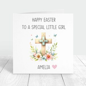 Carte de joyeuses Pâques personnalisée pour petite fille, carte de voeux de Pâques personnalisée, carte de Pâques de Jésus, carte de Pâques chrétienne, petit-fils, fils, nièce