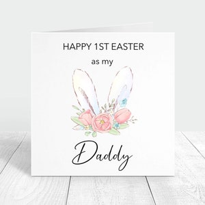 Joyeuses 1ères pâques en tant que carte personnalisée papa, carte personnalisée de pâques oreilles de lapin pour papa, première carte de pâques pour papa d'un enfant, joyeuses pâques