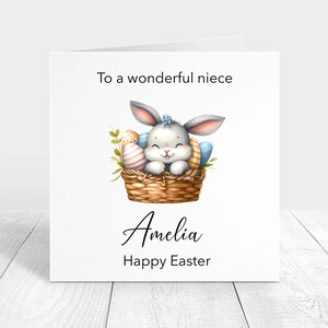 Carte de Pâques personnalisée pour nièce, jolie carte de voeux de Pâques avec un lapin, cadeau d'une tante et d'un oncle, carte de printemps pour les enfants, joyeuses pâques nièce