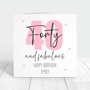 40 et fabuleuse carte d'anniversaire personnalisée, carte de joyeux 40e anniversaire, cadeau pour fille, amie, meilleure amie, sœur, carte personnalisée des années 40