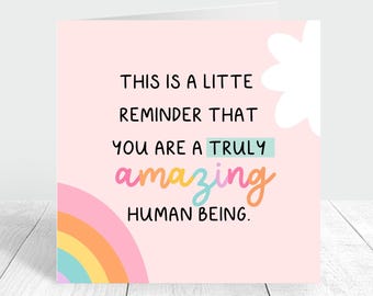 Personalised thinking of you card, truly amazing human being, cheer up card for friend, encouragement thank you gift, appreciation card