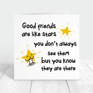 Carte personnalisée pour les meilleurs amis, les bons amis sont comme des étoiles, carte poème, carte de remerciement pour la meilleure amie, carte de remerciement, jolie carte faite main
