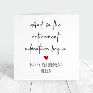 Happy retirement personalised card, new chapter, new adventures retirement greeting card, congratulations on your retirement card for friend