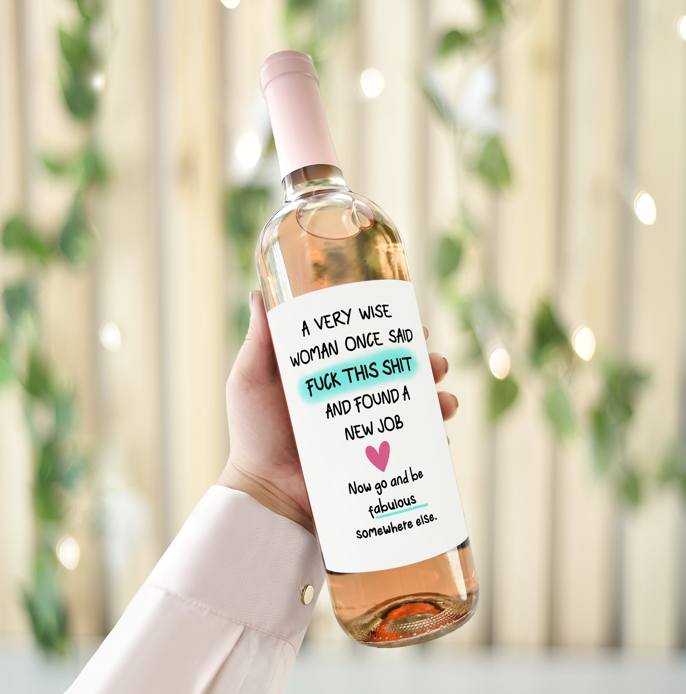 Funny Wine Bottle Label, New Job Promotion Gift for Coworker, Personalised Gift Custom Wine Label, Rude Novelty Gift for Friend or Family