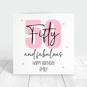 50 et fabuleuse carte d'anniversaire personnalisée, joyeux 50e anniversaire, cadeau pour un ami, une maman, une meilleure amie, une soeur, une carte personnalisée de 50 ans