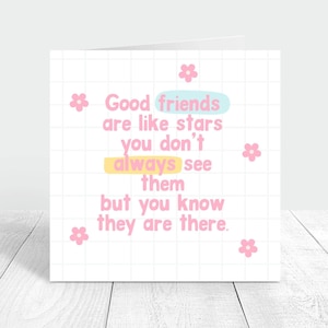 Carte de voeux personnalisée Bestie, les bons amis sont comme des étoiles, carte poème, carte de remerciement pour bestie, carte de remerciement, joli floral
