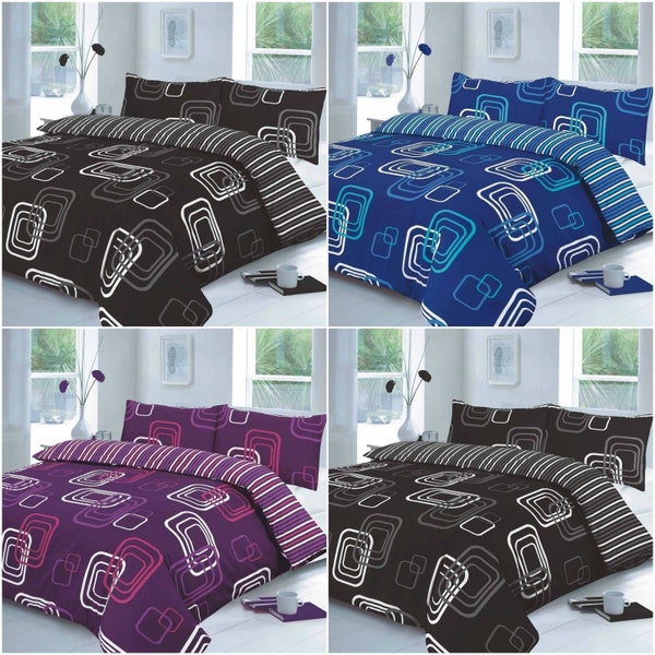 Printed Duvet Cover Set Poly Cotton Quilt Bedding Bedroom Sest Double King Size