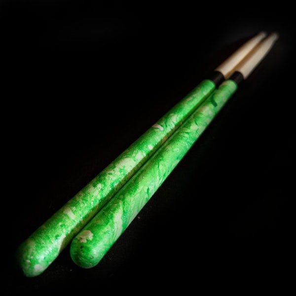 Green Custom Hydro dipped Drumsticks