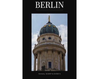 Berlijnse architectuurposter | Mat verticale reisprint, kathedraalkoepel