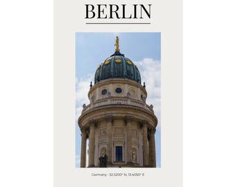 Berlijnse architectuurposter | Mat verticale reisprint, kathedraalkoepel