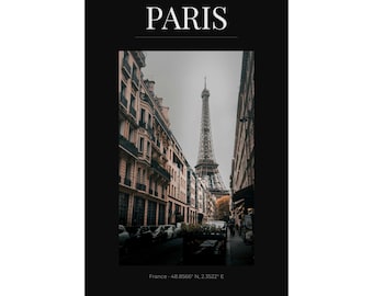Poster van de straat van de Eiffeltoren van Parijs | Matte verticale poster, reismuurkunst