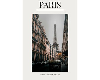 Poster van de straat van de Eiffeltoren van Parijs | Matte verticale poster, reismuurkunst