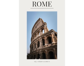 Poster Rome Colosseum Matte verticale poster | Reiskunst aan de muur, typografie Italië