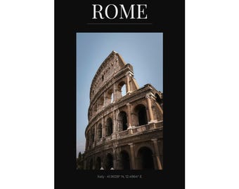 Poster Rome Colosseum Matte verticale poster | Reiskunst aan de muur, typografie Italië