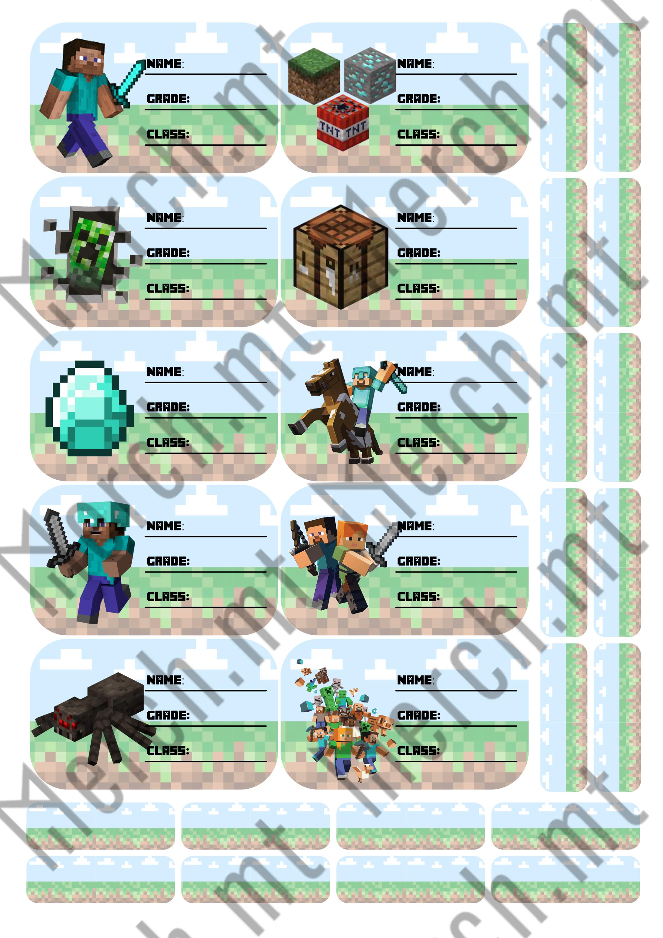 Minecraft Subject Labes Set of 10 Printable Minecraft School Labels in English - Etsy