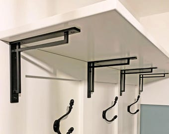 Art Deco Narrow Black Shelf Bracket