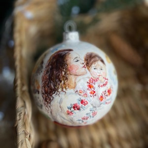 Christmas tree decorations, Hand-painted Christmas decoration, Ukrainian Christmas decorations, petrykivka
