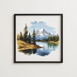 Modern Cross Stitch Designs, Embroidery Mountain Landscape Cross Stitch Pattern | Digital PDF Download nature cross stitch