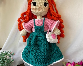 Muñeca de ganchillo hecha a mano para regalo de cumpleaños de niños, juguete amigurumi para niña, muñeca de punto para hija, regalo de Pascua, lindo juguete de peluche de ganchillo hecho a mano.