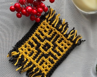 Patrón de posavasos de crochet con mosaico pequeño / Tapete para taza fácil (patrón PDF)
