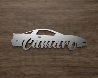Panneau métallique Camaro 4ème génération – Un hommage intemporel aux automobiles américaines classiques. Revêtement en poudre de la couleur de votre choix.