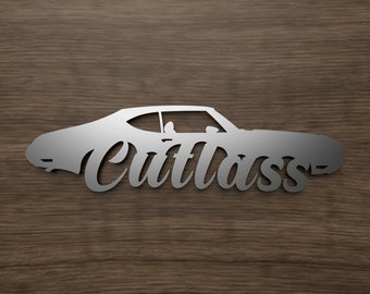 Plaque en métal pour coutelas - Un hommage intemporel aux automobiles américaines classiques. Revêtement poudré de la couleur de votre choix.