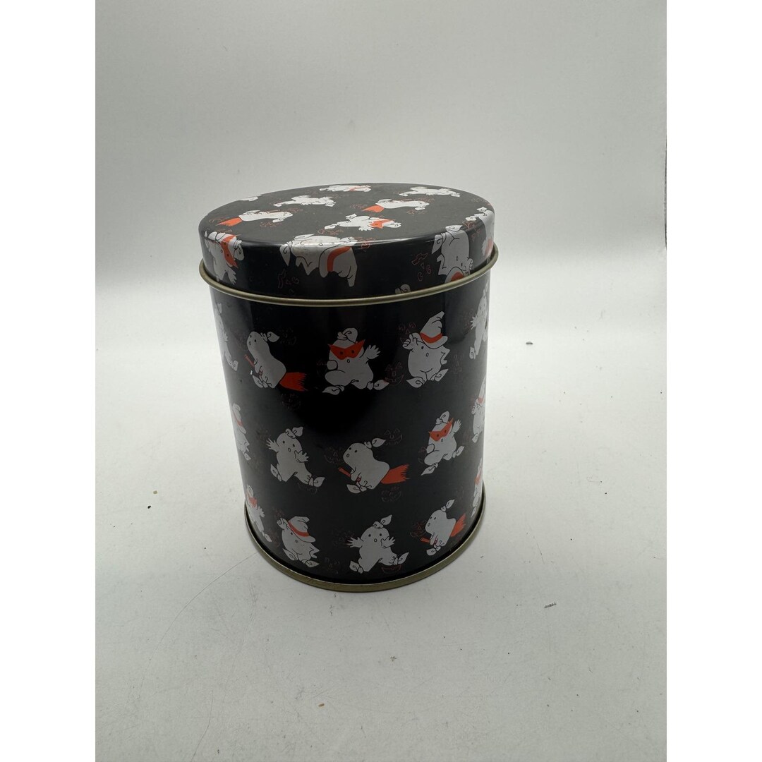 Cute Character Round Tin Storage Container Black Orange Whimsical - Etsy