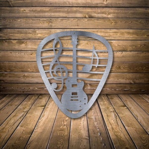 Harmonious Metal Melodies: Custom 14 Gauge Guitar Pick and Music Note Sign
