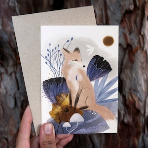 Renard en fleurs I Grußkarte I Klappkarte I mit Briefumschlag