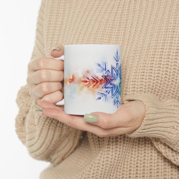 Schneeflocke Serenity: Aquarell Wunder auf einer Keramiktasse