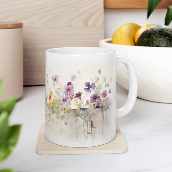 Blüten in Harmonie : Blumen entkommen Aquarell Keramiktasse