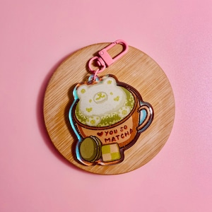 Cheekee Food series 1 large holographic double sided acrylic charm | Asian cheeky pun keychain, bagpack accessory, satchel keyring