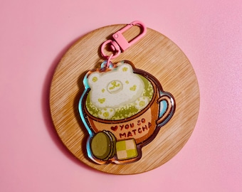 Cheekee Food series 1 large holographic double sided acrylic charm | Asian cheeky pun keychain, bagpack accessory, satchel keyring