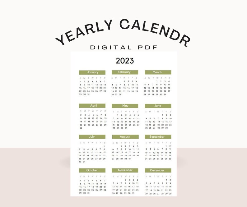 Printable Calendar Landscape Minimalist Monthly Calendar - Etsy