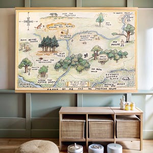 100 Acre Wood Map,Winnie the Pooh Map,Canvas Hanging,Kids Room Art,Nursery Wall Art,Kids Room Wall Decor,Oversized Tapaestry,Kidsroom Decor