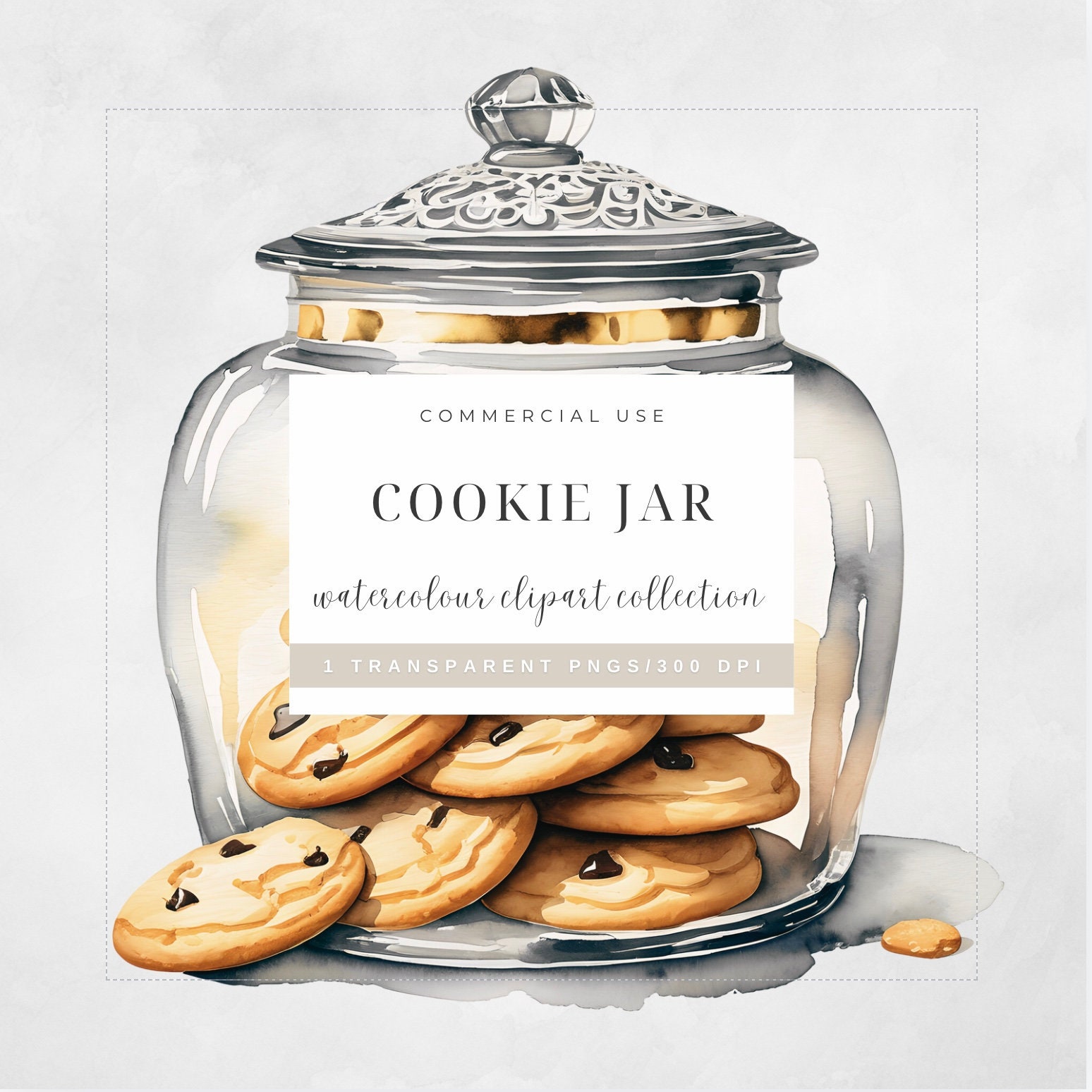 Cookie Jar Clipart Watercolour, COMMERCIAL USE, 1 X High Quality ...