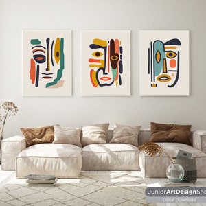 Modern Abstract Wall Art Set of 3 | Colorful Printable Digital Decor