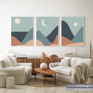 Abstract Wall Art Set of 3 | Colorful Printable Digital Decor