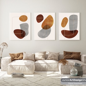 Colorful Abstract Wall Art Set of 3 | Printable Digital Decor