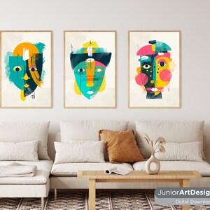 Abstract Wall Art Set of 3 | Colorful Printable Digital Decor
