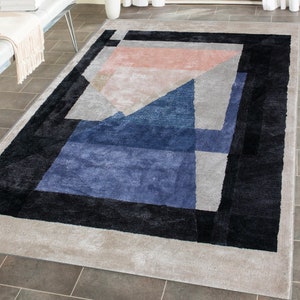Handmade Cut Pile Woolen and Viscose Rug for Home Decor in Living, Dining, Office, and Guest Rooms - Best For Housewarming Ceremony